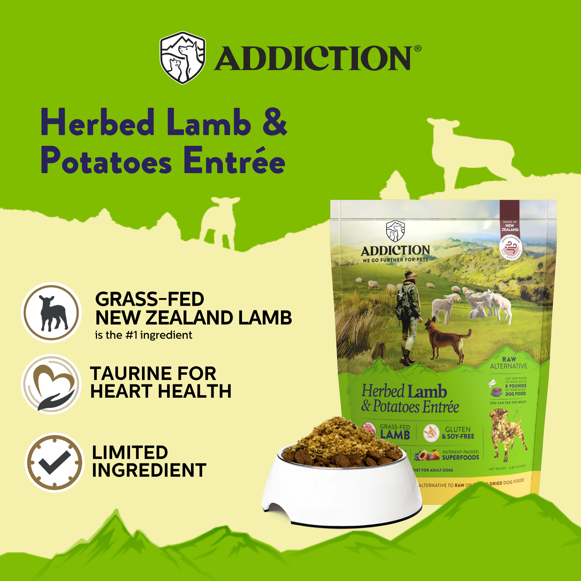 Herbed Lamb & Potatoes Air-Dried Dog Food package, product photo 2 of 15