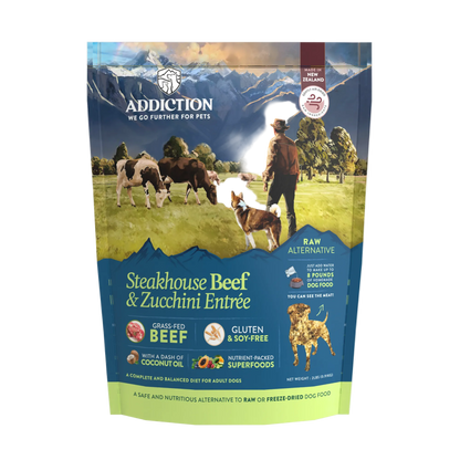 Steakhouse Beef & Zucchini Air-Dried Dog Food package front label