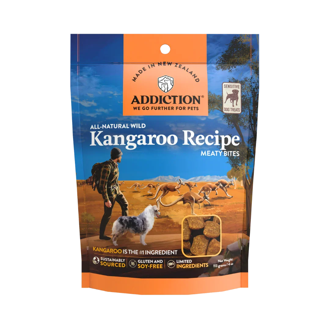 Kangaroo Meaty Bites Dog Treats package front label