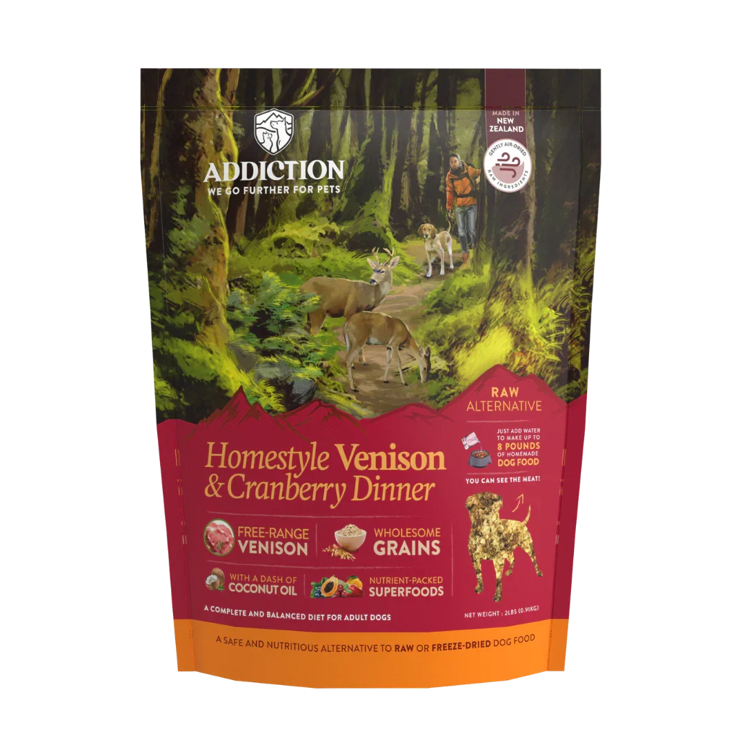 Homestyle Venison & Cranberry Dinner Air-Dried Dog Food package front label