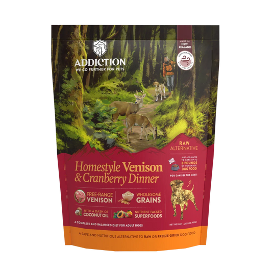 Homestyle Venison & Cranberry Dinner Air-Dried Dog Food package front label