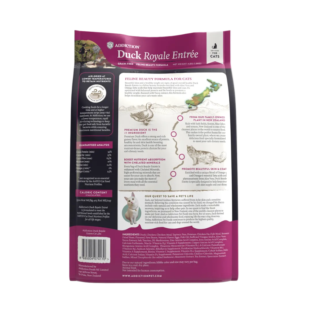 Back view of a cat food package with text and graphics on a white background