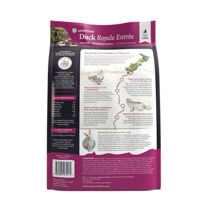 Back view of a cat food package with text and graphics on a white background