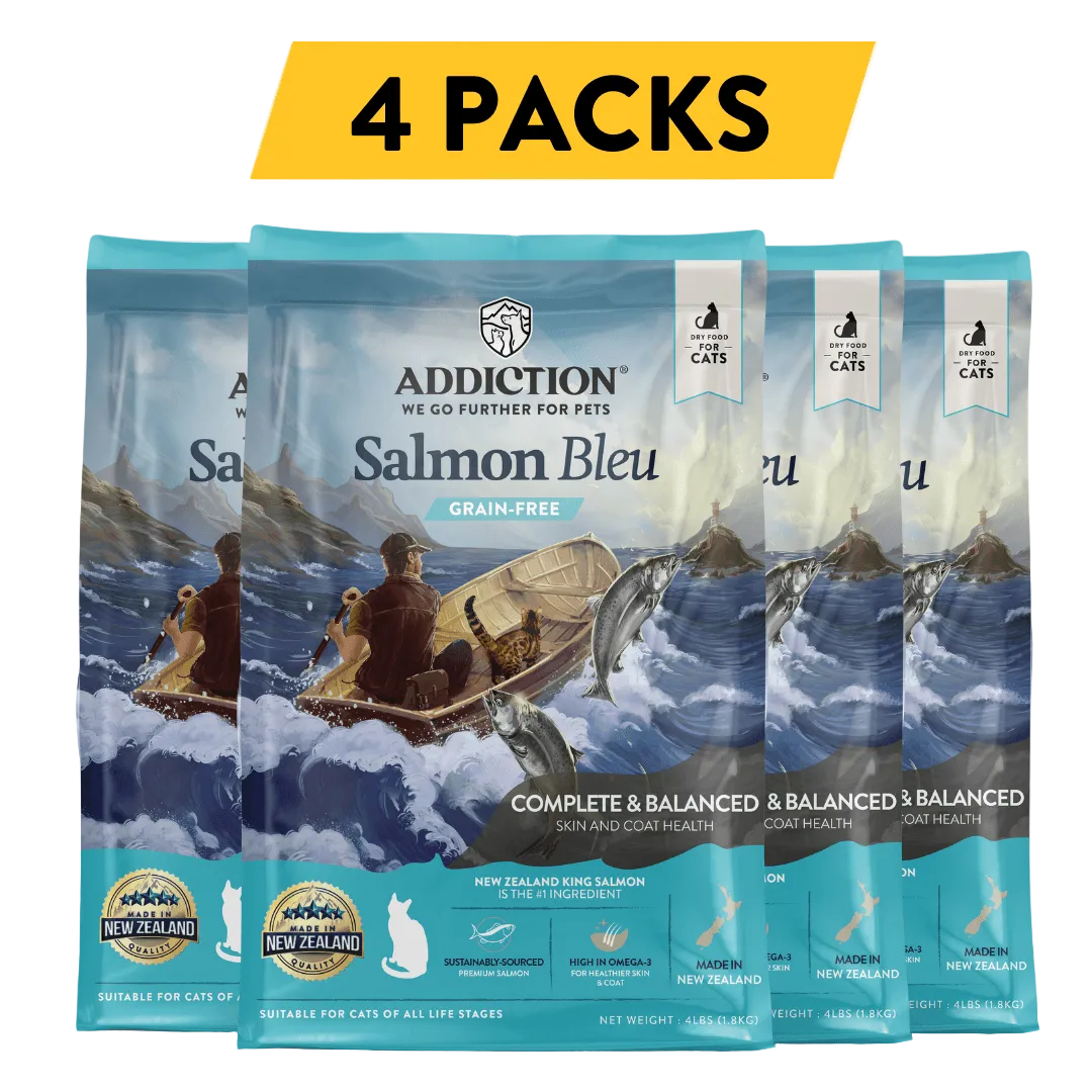Salmon Bleu Dry Cat Food package — 4-pack bundle