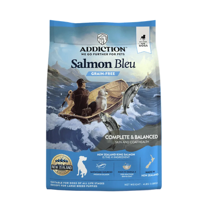 Salmon Bleu Dry Dog Food package front label