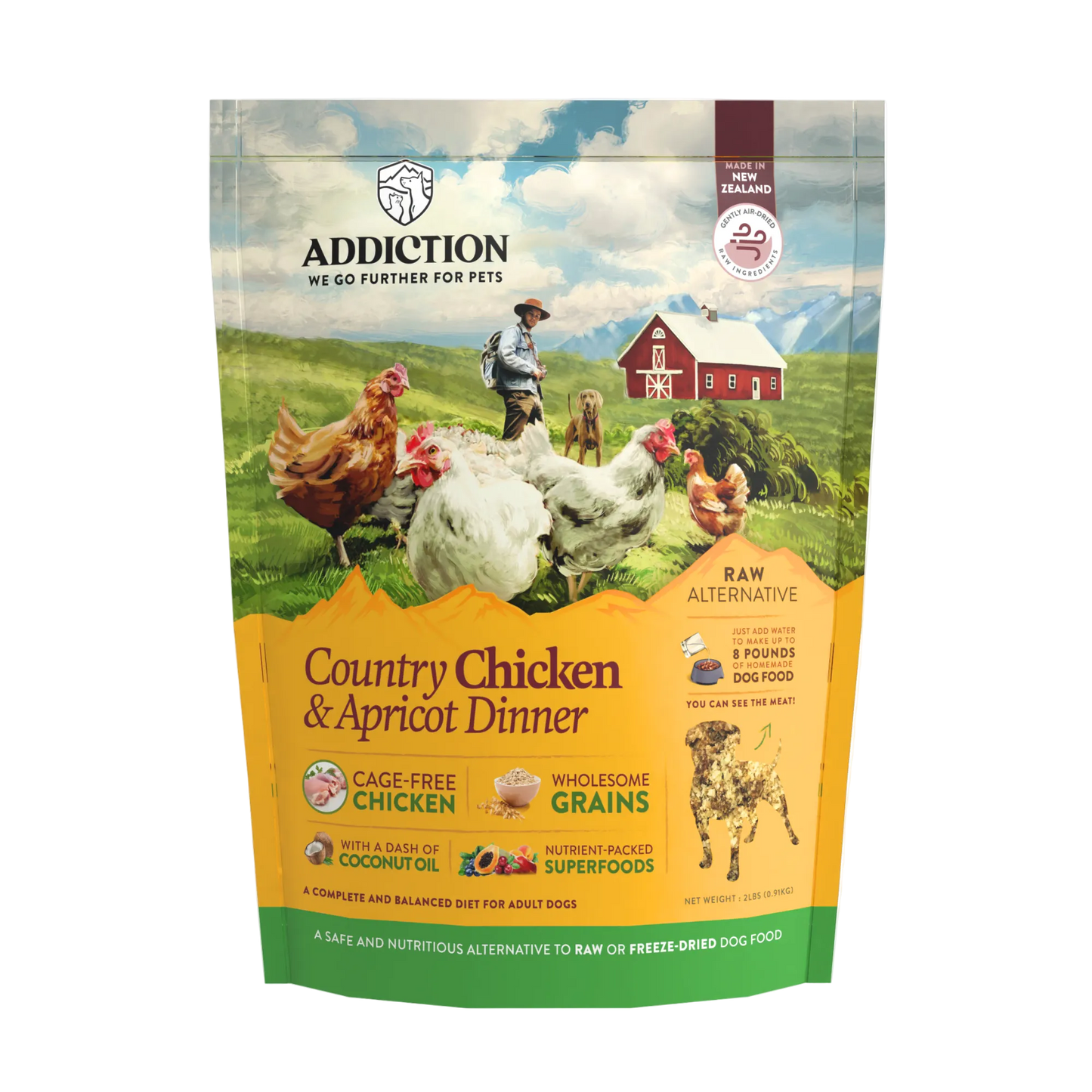 Country Chicken & Apricot Air-Dried Dog Food package front label