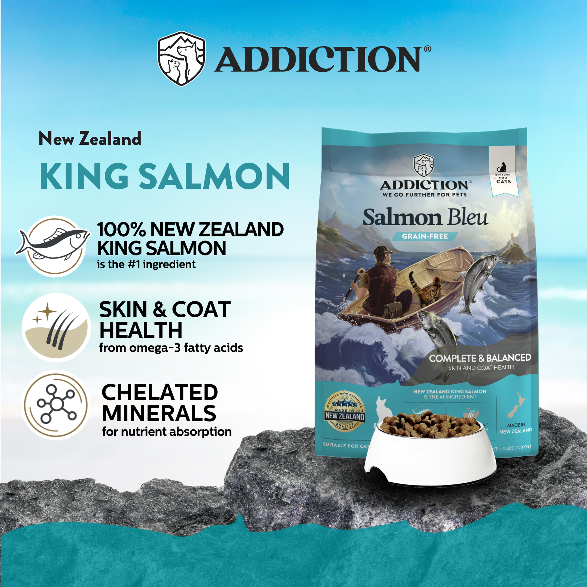 Salmon Bleu Dry Cat Food package, product photo 2 of 23