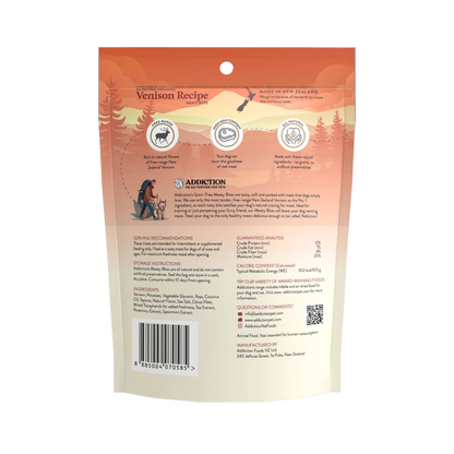 Back view of a pet food package with branding and text on a white background