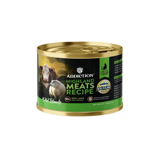 Can of Addiction Highland Meats Recipe on a white background