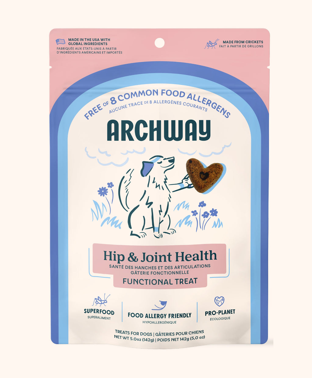 Archway Hip & Joint Health dog treat package on a white background