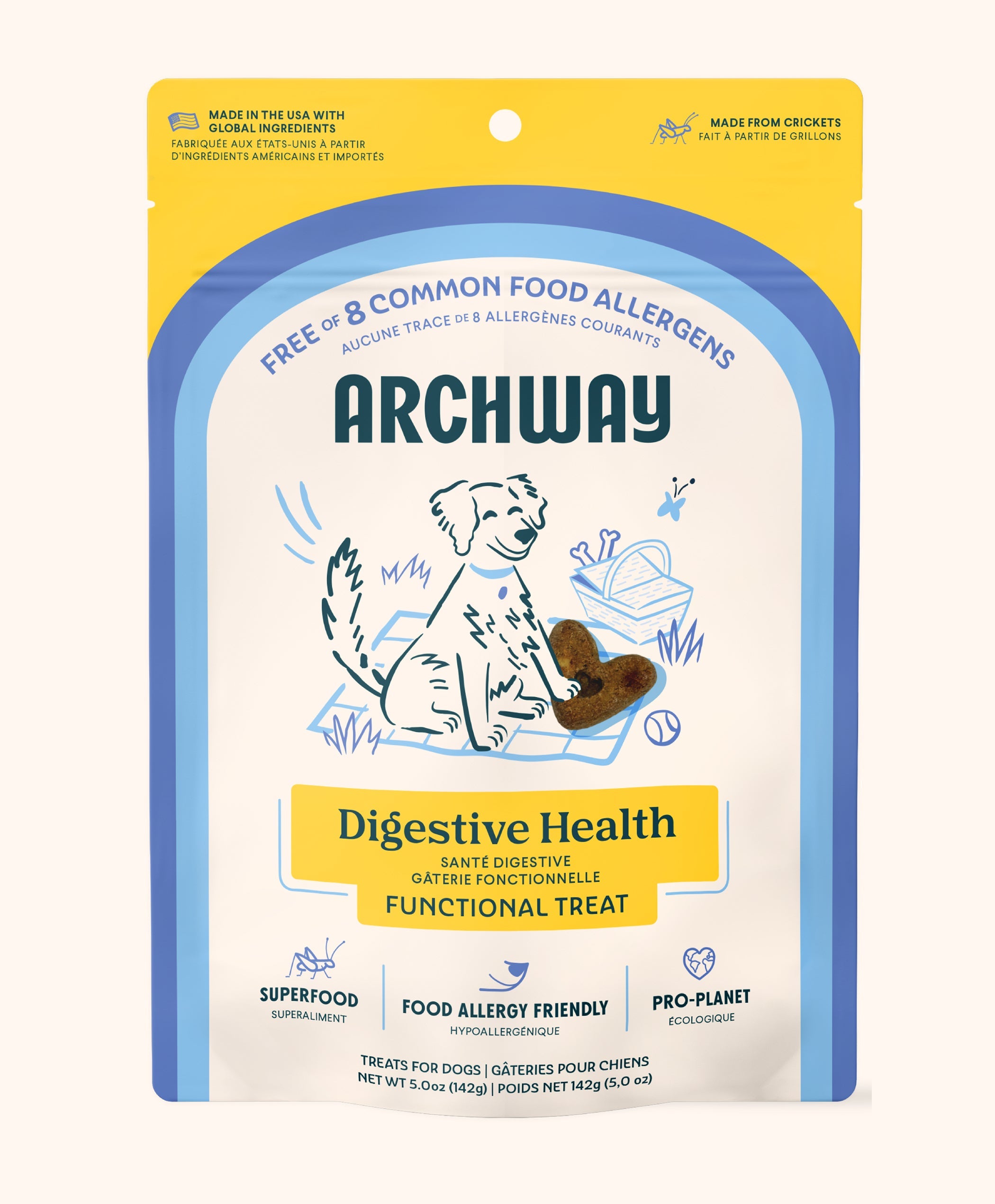 Archway Digestive Health dog treat package on a white background