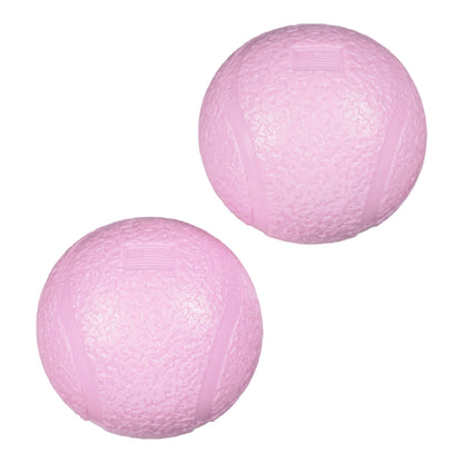 Two pink textured balls on a white background