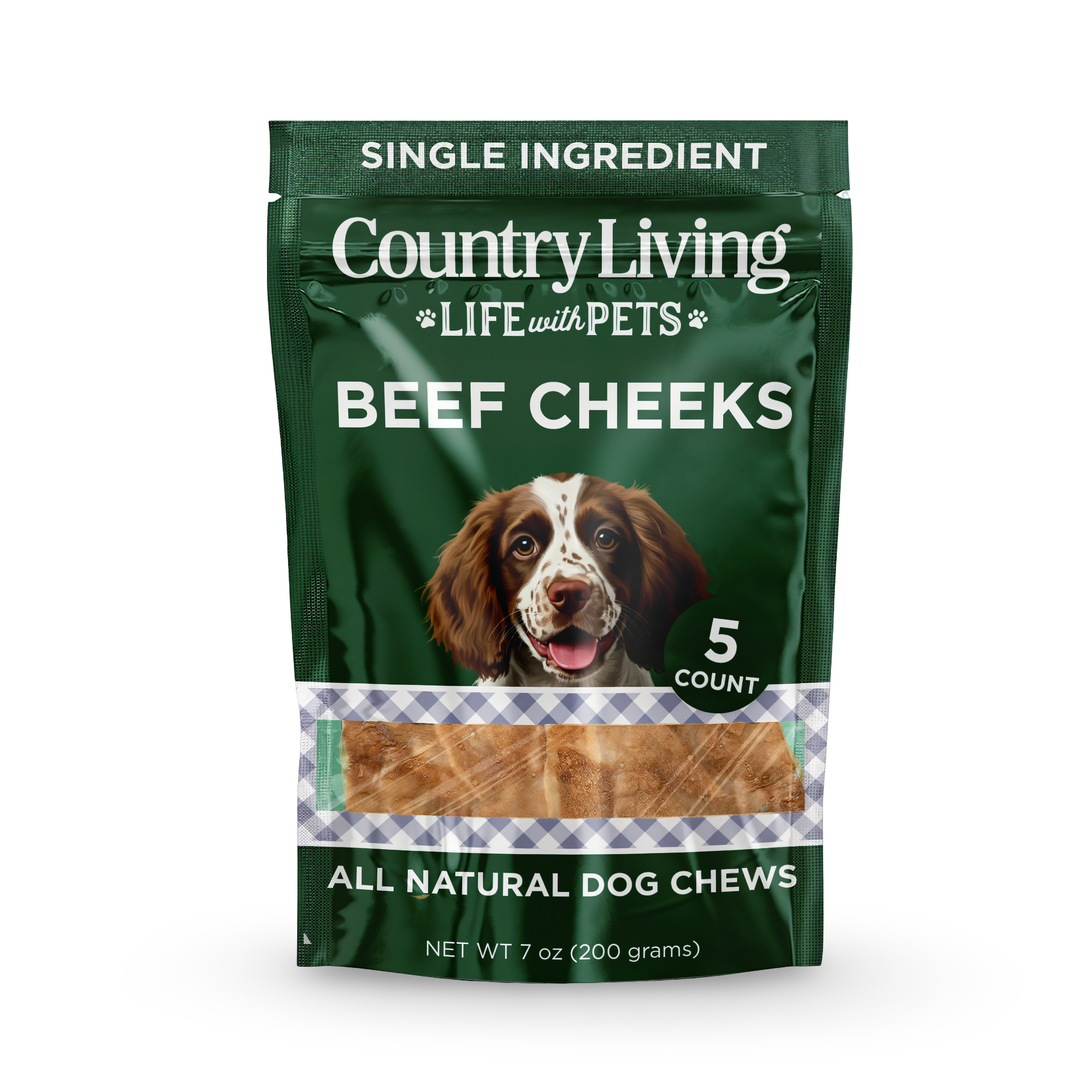 Country Living Beef Cheek Chip Dog Treats  – 5 Count Pack - Whisker House