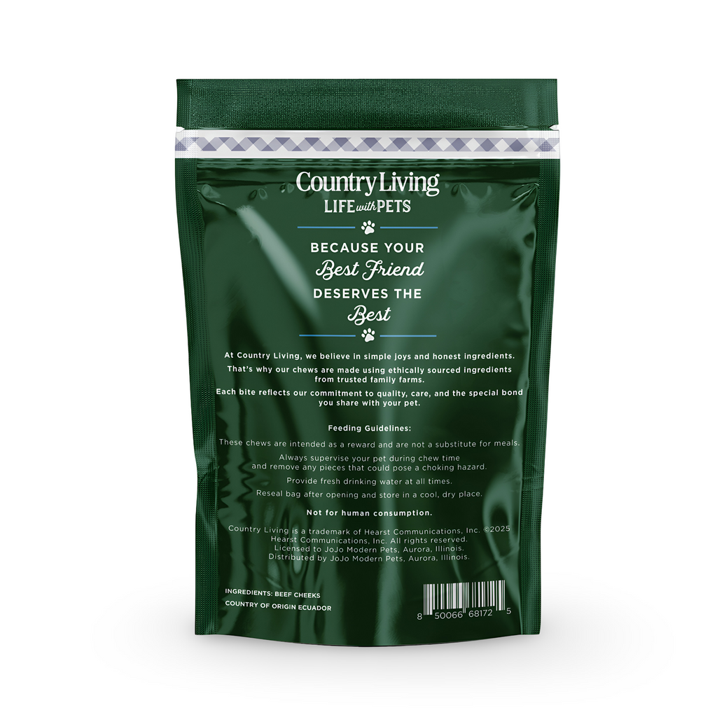 Country Living Beef Cheek Chip Dog Treats  – 5 Count Pack - Whisker House