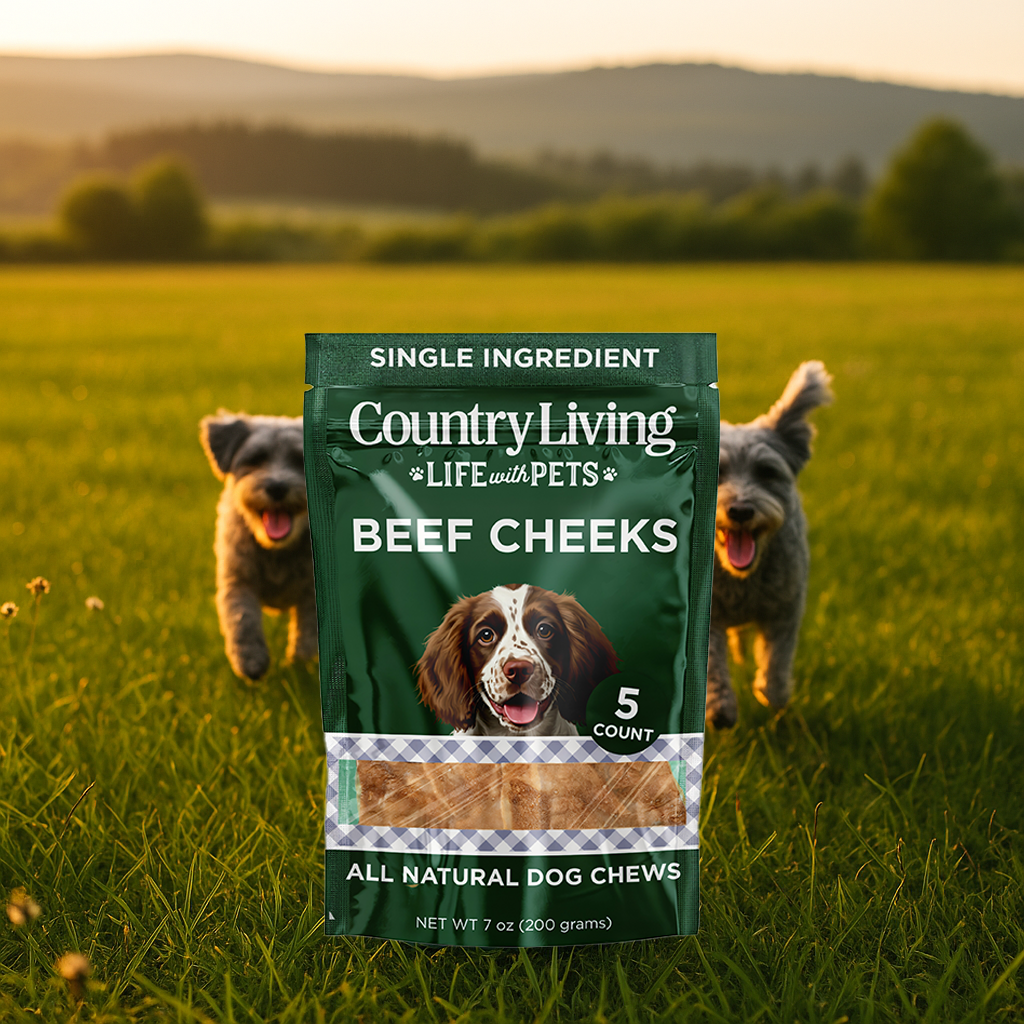Country Living Beef Cheek Chip Dog Treats  – 5 Count Pack - Whisker House