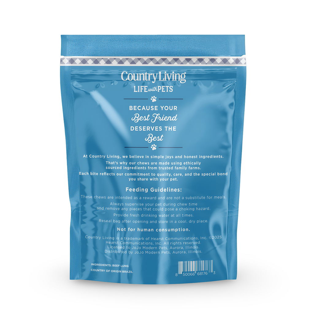 Country Living 4”-6” Beef Lung Slices Dog Treats 8oz – Natural High-Protein Chews - Whisker House