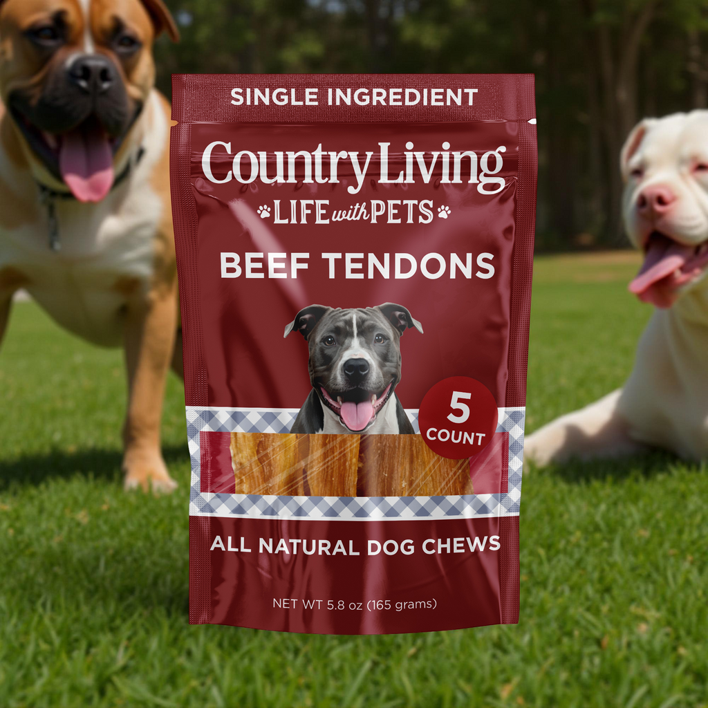 Country Living Beef Backstrap Tendon Dog Chews – 5 Count Pack - Whisker House