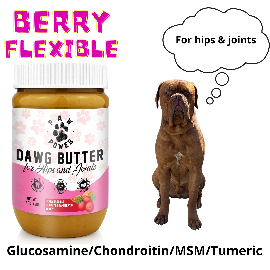 Dawg Butter Berry Flexible cranberry peanut butter jar