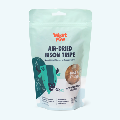 West Paw Air-Dried Bison Tripe dog treat package on a white background