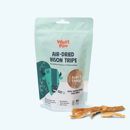 West Paw Air-Dried Bison Tripe dog treat package on a white background