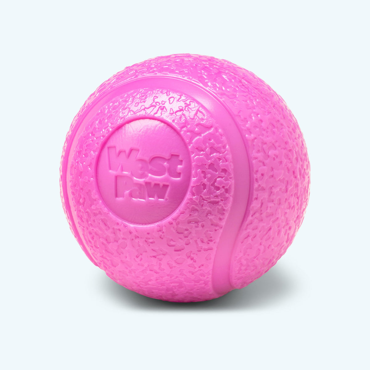 Pink textured ball with 'Wag Paw' branding on a light gray background