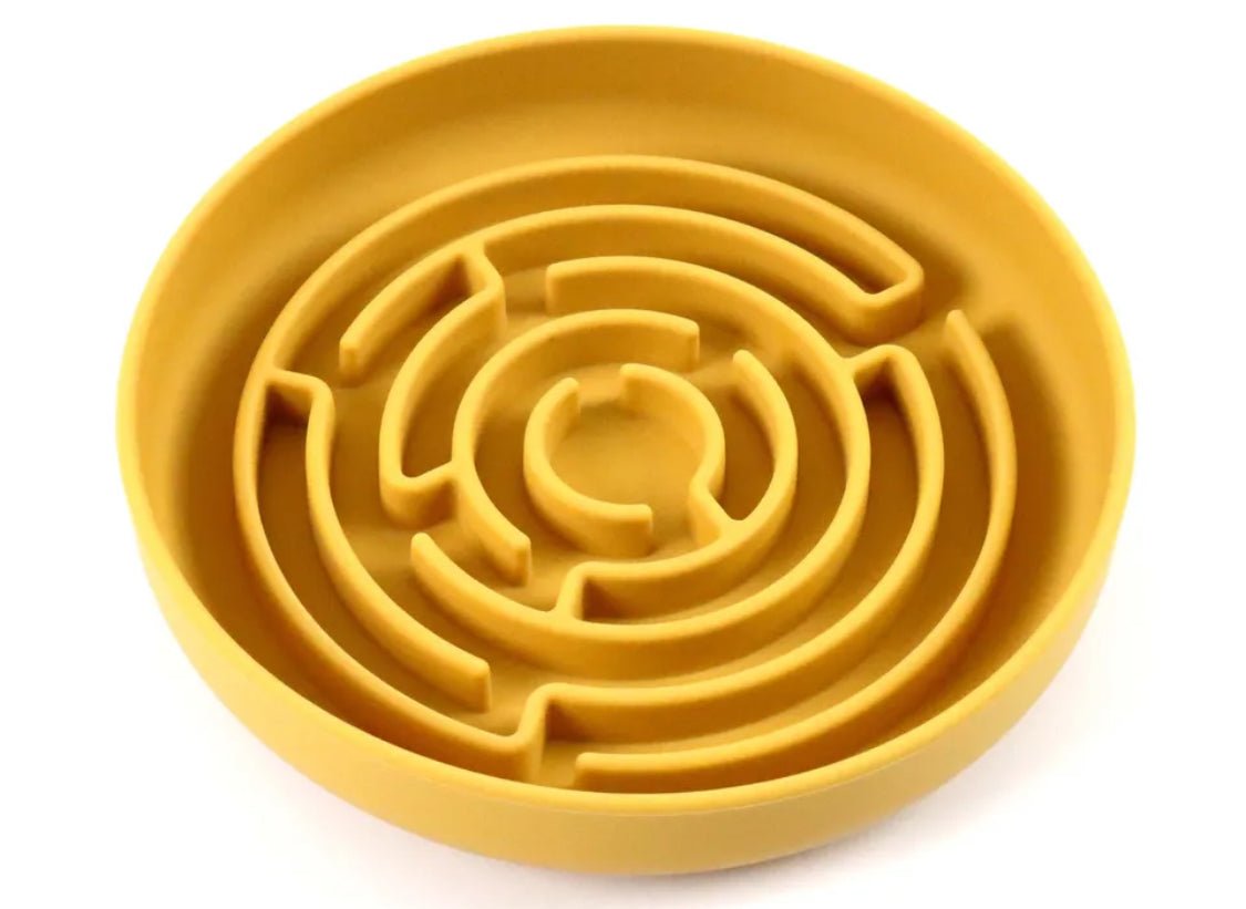 Yellow maze-like object on a white background
