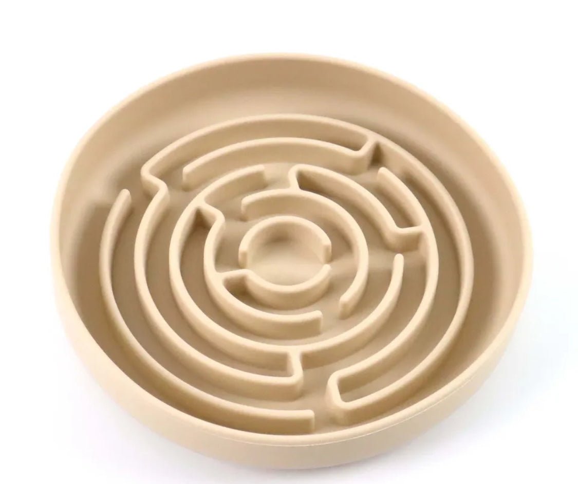 Beige maze puzzle on a white background