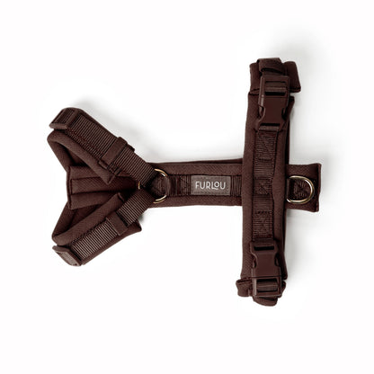 FURLOU Brown Comfort Dog Harness worn by a dog, view 2