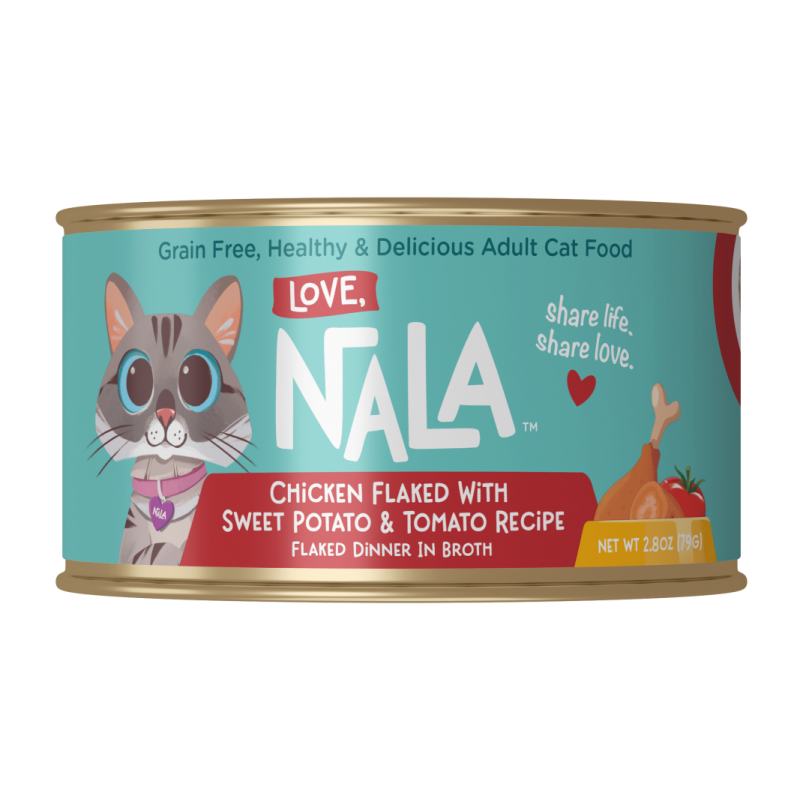 NALA cat food can with a cat illustration on a white background