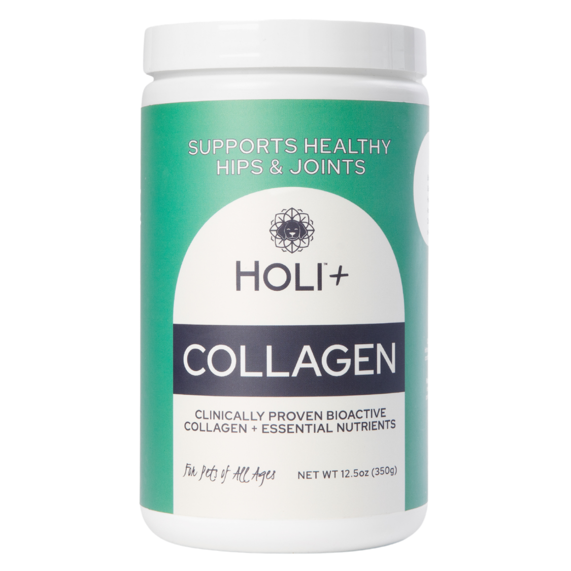 HOLI+ Collagen supplement container on a white background