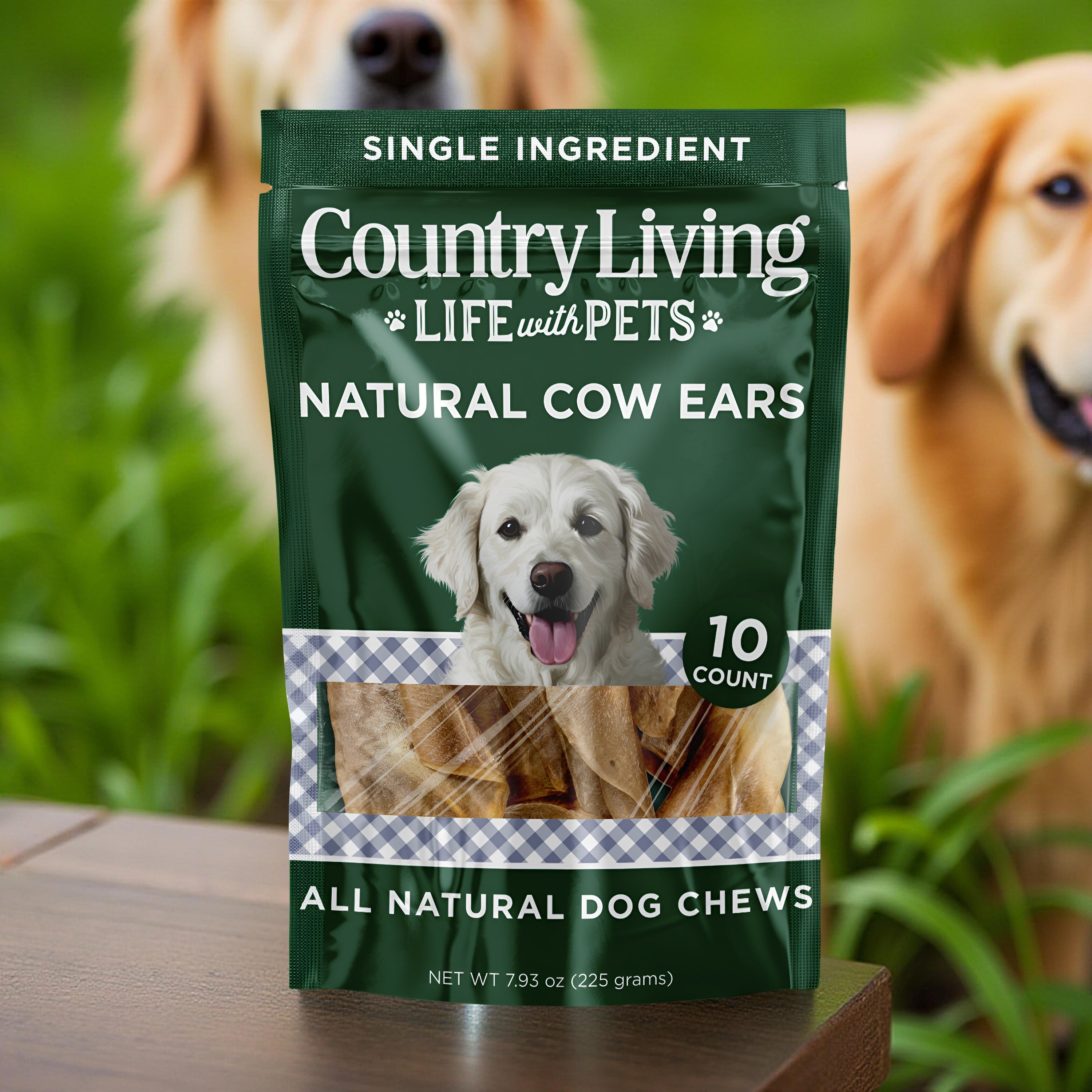 Country Living Natural Cow Ears Dog Chews – 10 Count Bag – All-Natural, Single-Ingredient, Long-Lasting Dog Chews – High-Protein, Low-Fat, Rawhide-Free – Supports Dental Health - Whisker House