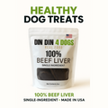 Package of DIN DIN 4 DOGS 100% Beef Liver dog treats on a white background