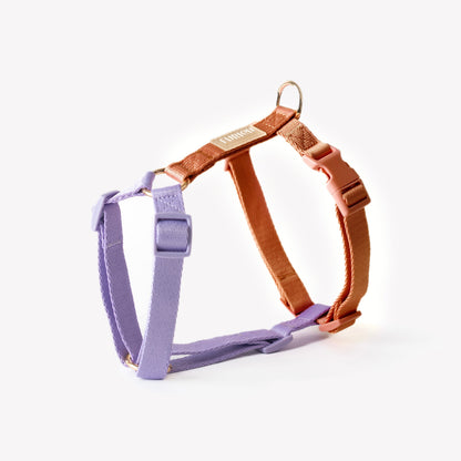 FURLOU Lavender and Terracotta Dog Harness - 5-point adjustable with gold hardware