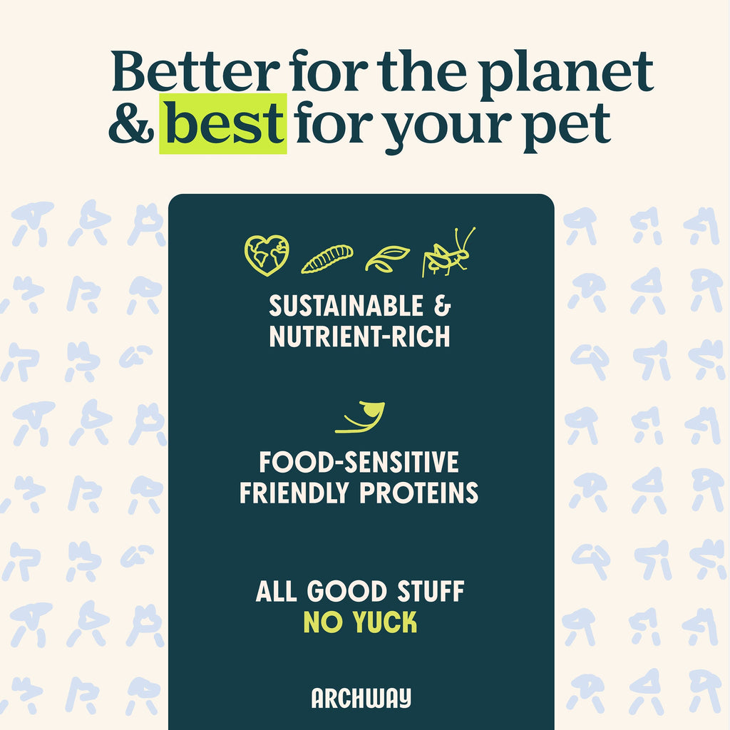 Promotional graphic for Archway pet food with text about sustainability, nutrition, and food sensitivity.
