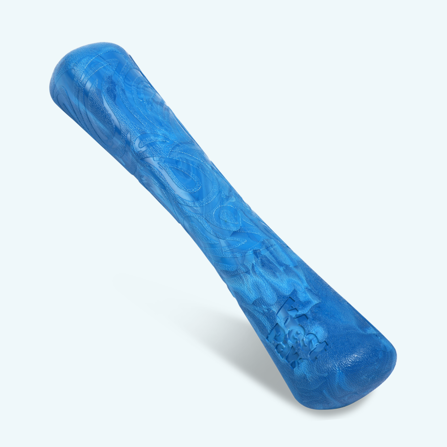 Blue dog toy on a light gray background