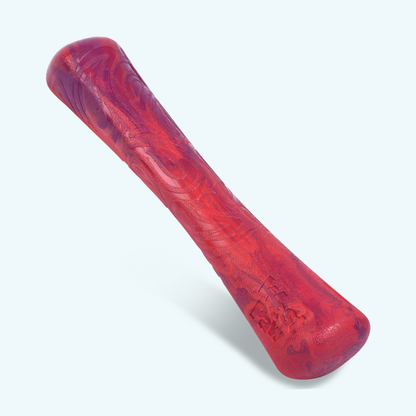 Red and purple marbled object on a white background