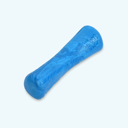 Blue dog toy on a light gray background