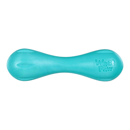 Turquoise dog toy with 'West Paw' branding on a white background