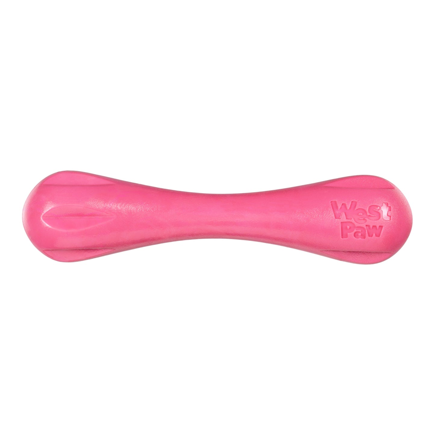 Pink dog toy with 'WasPaw' branding on a white background