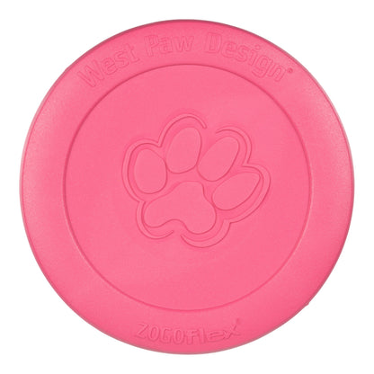 Pink dog toy with West Paw Design logo on a white background