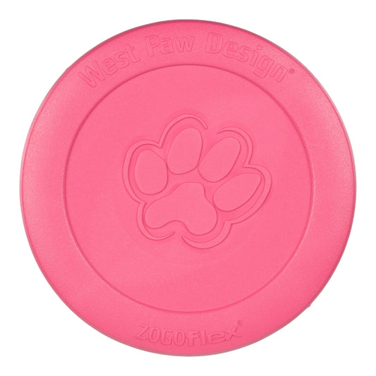 Pink dog toy with West Paw Design logo on a white background
