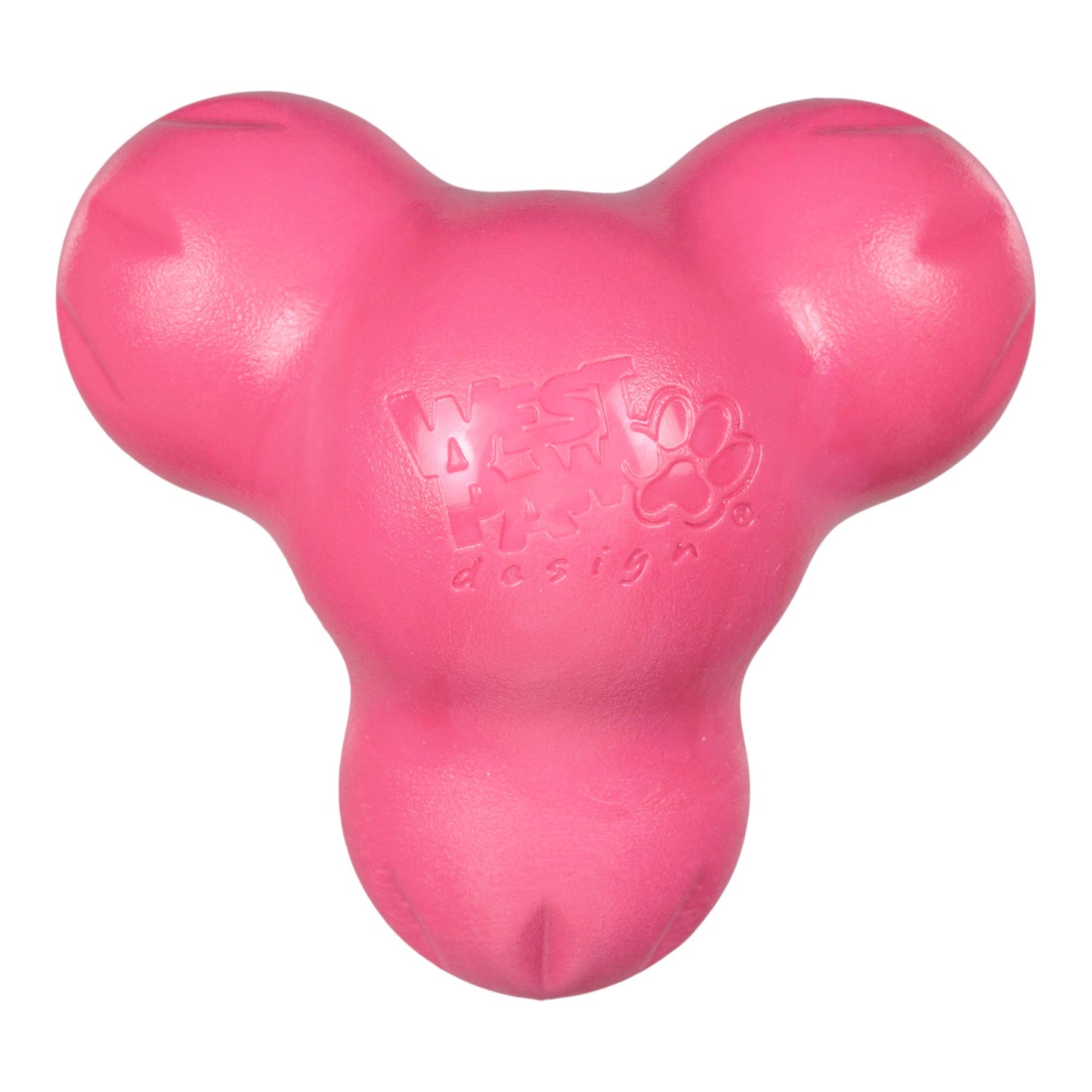 Pink dog toy with a visible brand logo on a white background