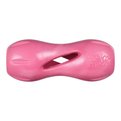 Pink dog toy on a white background