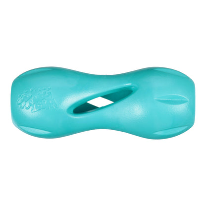 Turquoise dog toy on a white background