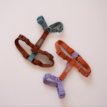 FURLOU Blue and Clay Dog Harness worn by a dog, view 3