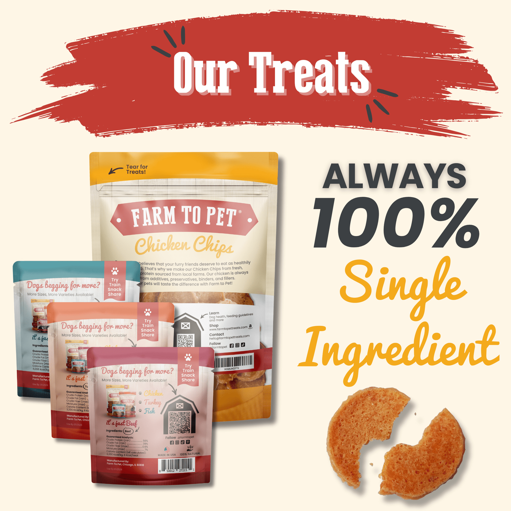 Puppy Packs 'n Snacks – All Natural Dog Treats Puppy Pack Chicken Back of Treat Bags