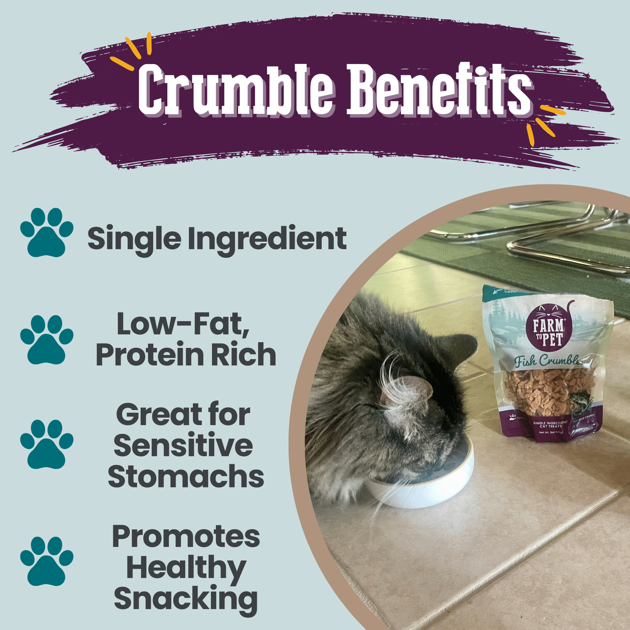 All-Natural Fish Crumbles Cat Treats – Farm To Pet | Whisker House - Whisker House