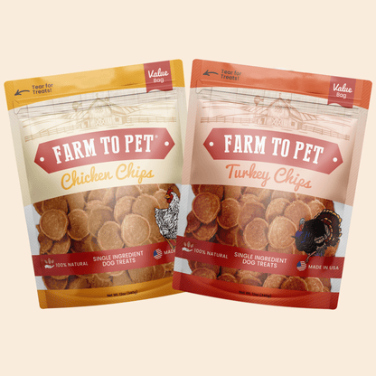 Turkey & Chicken Chip Duo – Antibiotic Free Dog Treats Poultry Value Chicken Turkey Treat Duo 12oz Front