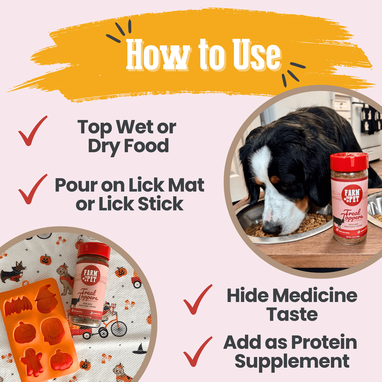 Farm To Pet Beef Treat Topper – Beef Treat Toppers Premium Dog Topper How to Use