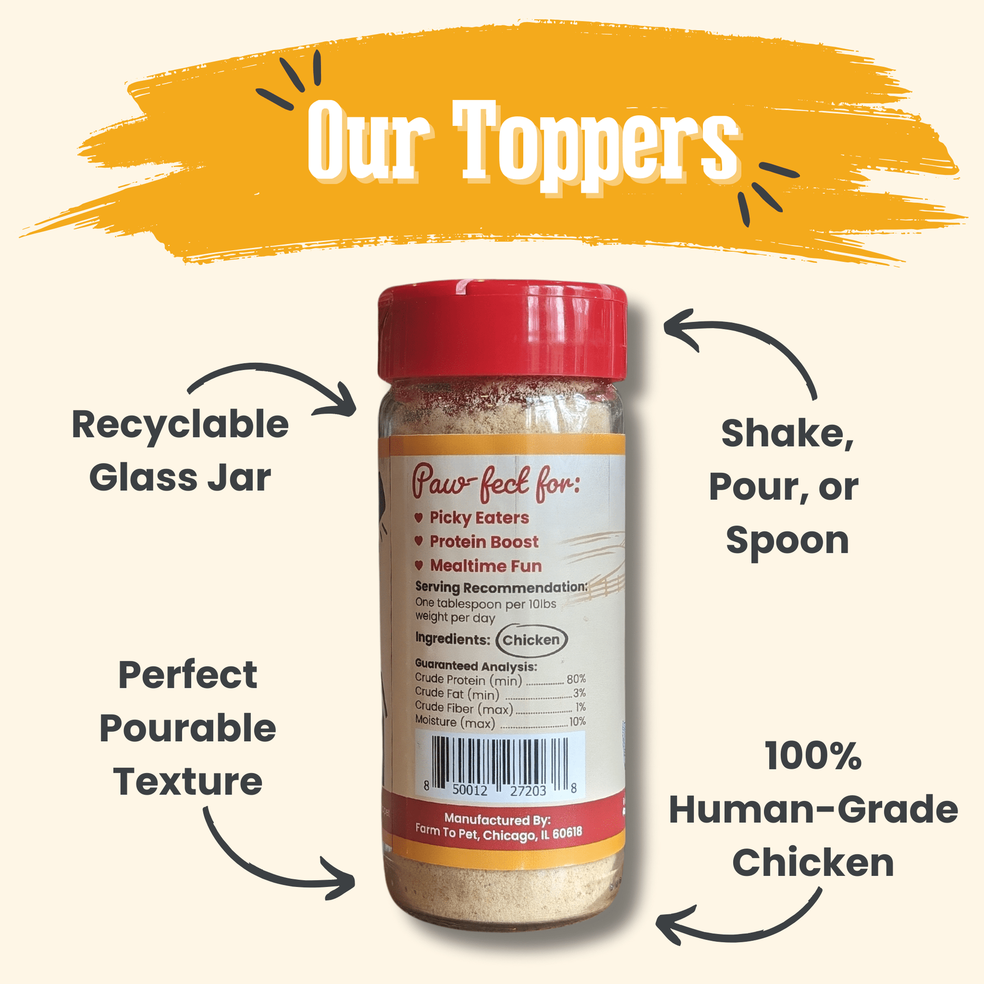Farm To Pet Chicken Treat Topper – Chicken Dog Meal Enhancer Chicken Toppers Back